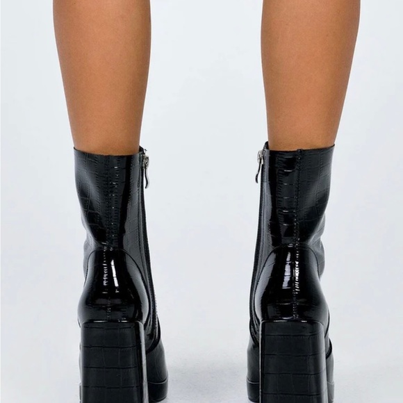 CROC PLATFORM BOOTS BLACK - Picture 4 of 6